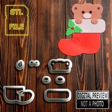 50 Natale frese orsacchiotto orso stivale modello natale cortadores pasta americana macchina zucchero incolla biscotto ursinho bota peluche 3d print model - Mito3D