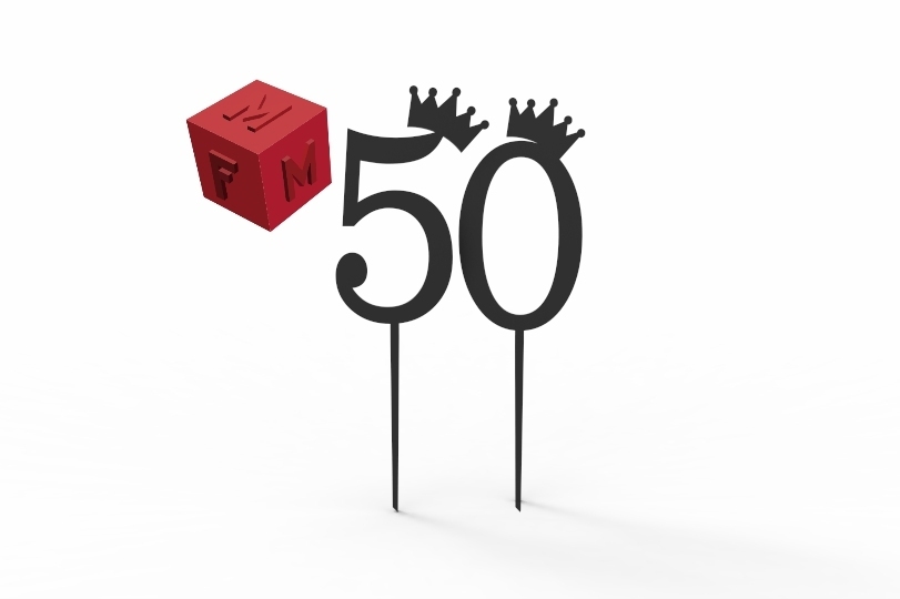 50 Krone Kuchen Topper Caketopper Dekoration fünfzig 50th Geburtstag 3D print model - Mito3D