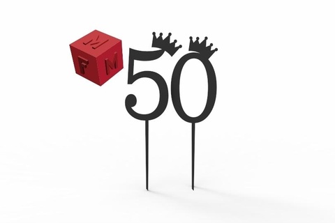 50 Krone Kuchen Topper Caketopper Dekoration fünfzig 50th Geburtstag 3d print model - Mito3D
