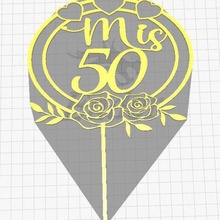 50 rosa cuori torta toppers 3d print model - Mito3D