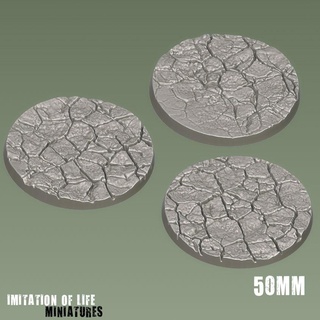 50mm cracked earth bases 3 Game soil dry desert wasteland presupported sci-fi fantasy post apocalyptic 3d print model - Mito3D