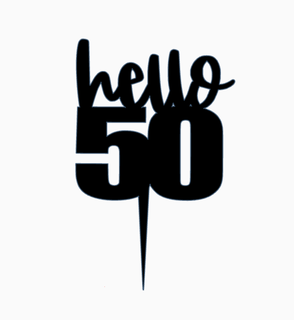 50th birthday cake topper hello 50 wall art sign family positive message house love 3d print model - Mito3D