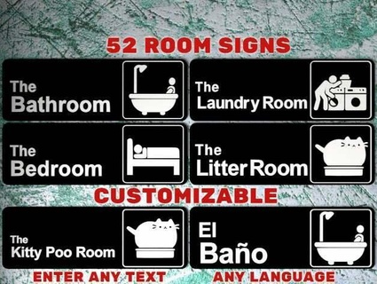 52 room signs office logo customizable customizer multilingual sign logos 3d print model - Mito3D