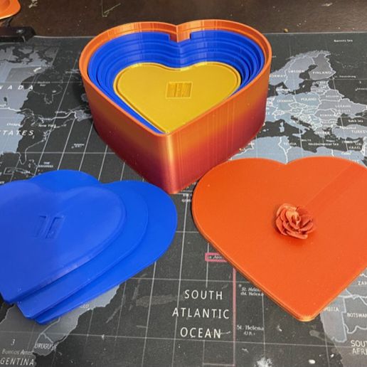 5 1 anidado corazón conformado caja Arte regalo amor almacenamiento enamorado 3D print model - Mito3D