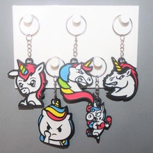 5 angry unicorn keychains 3d print model - Mito3D