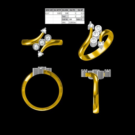 5 diamond women ring jewelry 3D print model - Mito3D