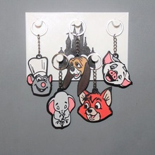 5 disney keychain jewelry key ring pixar movie character fox hound rox rouky dog remy ratatouille rat dumbo pua pig animal 3d print model - Mito3D