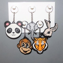 5 anahtarlık hayvan 2 takı anahtar yüzük süs dekorasyon Sanat panda fil tavşan maymun kaplan 3d print model - Mito3D