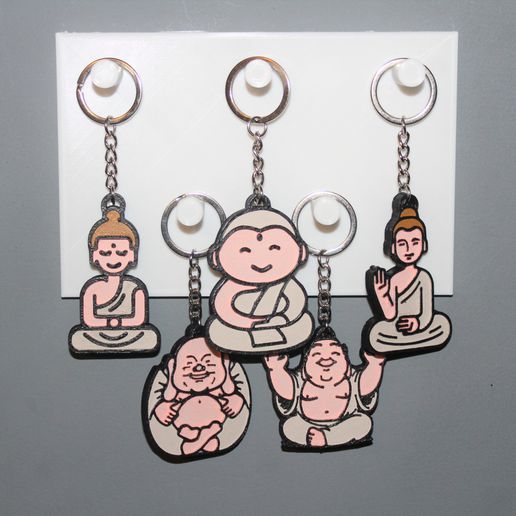 5 keychain buddha jewelry key ring ornament decoration art zen peace monk 3D print model - Mito3D
