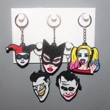 5 porte clés dc bandes dessinées méchants bijoux clé bague ornement décoration art film vilain joker Harley Quinn batman catwoman personnage 3d print model - Mito3D