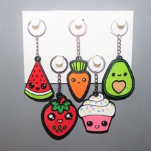 5 portachiavi cibo kawaii carina gioielleria chiave squillare ornamento decorazione arte fragola avocado carota cupcake anguria comida lindo 3d print model - Mito3D