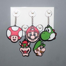 5 keychain mario jewelry key movie character nintendo game luigi bros nes switch yoshi bowser toad ring 3d print model - Mito3D