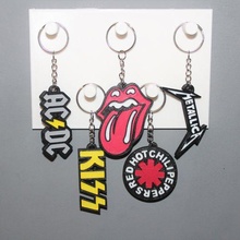 5 keychain music band jewelry key ring ornament decoration art metallica kiss rolling stone red hot chilli pepper rhcp acdc 3d print model - Mito3D