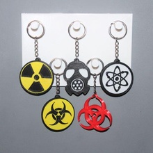5 anahtarlık nükleer takı anahtar yüzük süs dekorasyon Sanat biyolojik tehlike Tehlike gaz marsk atom kimya 3d print model - Mito3D