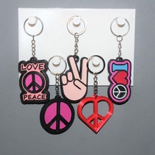 5 keychain peace love 2 jewelry key ring ornament decoration art logo 80's retro 3d print model - Mito3D