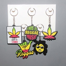 5 porte clés reggae bijoux clé bague ornement décoration art musique Marley emoji feuille cannabis rasta 3d print model - Mito3D