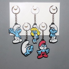 5 porte clés schtroumpf bijoux clé bague ornement décoration art personnages bandes dessinées dessin animé schtroumpfette papa Belgique bleu 3d print model - Mito3D