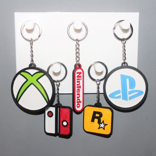 5 porte clés vidéo Jeux logo bijoux clé bague ornement décoration art Jeu playstation Xbox nintendo commutateur roxtar gta jouer 3D print model - Mito3D