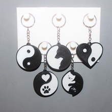 5 keychain yin yang jewelry key ring ornament decoration art zen paw black white yoga heart 3d print model - Mito3D
