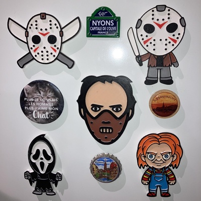 5 aimants horreur 3 accueil maison aimant halloween crier it scie sauteuse jason beetlejuice film dessin animé personnages personnage cuisine réfrigérateur frigo pack mignonne kawai 3d print model - Mito3D