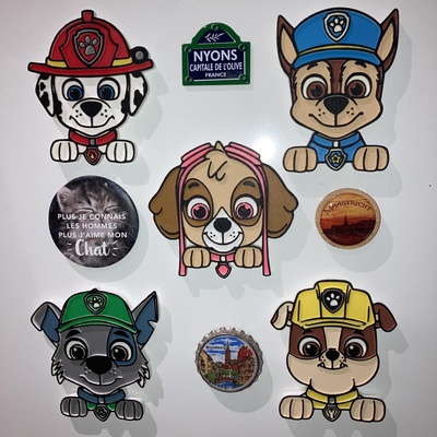 5 magnets paw patrol 1 home magnet dog enfant movie cartoon characters character cuisine frigo fridge aimant pack cute kawai 3d print model - Mito3D