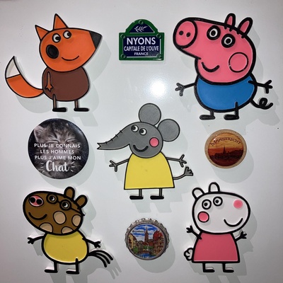 5 magnets peppa pig home magnet enfant movie cartoon characters character cuisine frigo fridge aimant pack cute kawai 3d print model - Mito3D