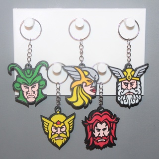 5 nordique dieux porte clés clé ornement personnage mythologie odin Loki Thor valkyrie baldr casque tête buste 3d print model - Mito3D