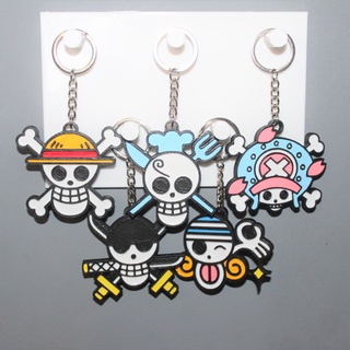 5 piece keychain 1 key ring ornament decoration art manga luffy nami chopper zoro sanji anime skull 3d print model - Mito3D