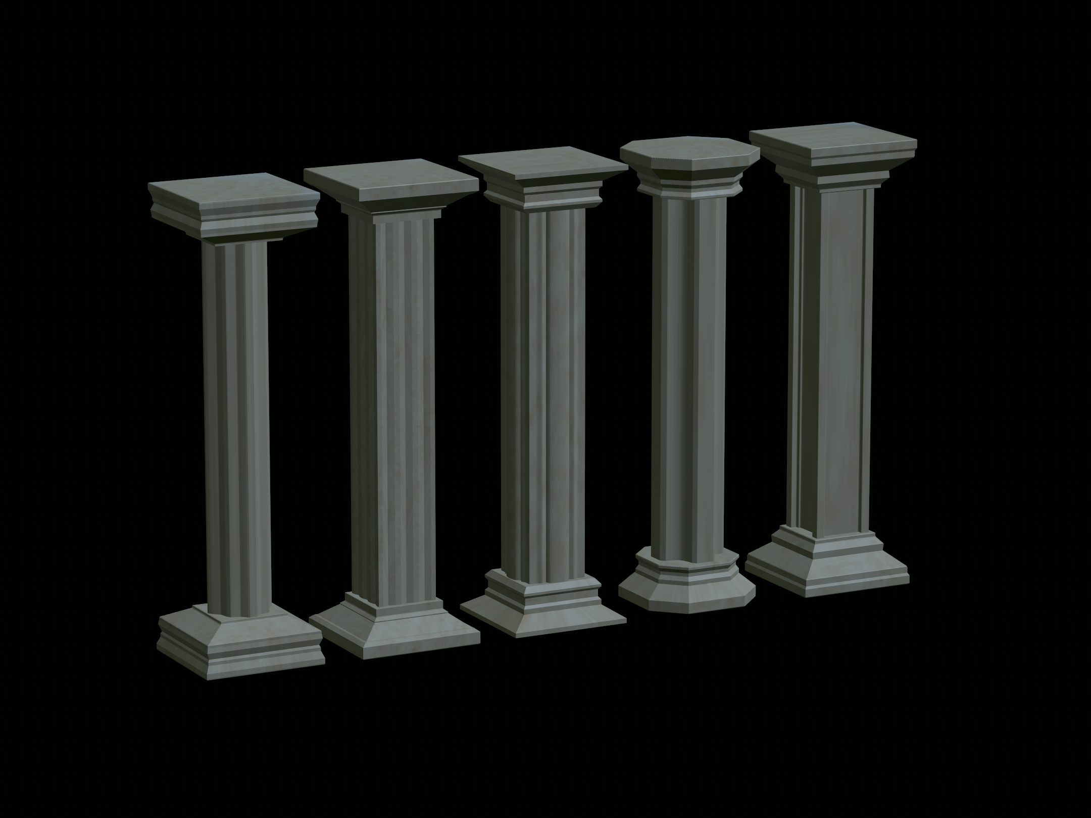 5x design pilastro antichità 2 edificio carta geografica medievale barocco Rinascimento Casa piazza architettura arte scultura serbatoio d 39 acqua greco romano stile modello parete muro mattoni confine recinzione 3D print model - Mito3D