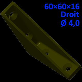 60 16 support droit appareil dentaire 40 mm vis carré chaise renforcement renforts angle angles 3d print model - Mito3D