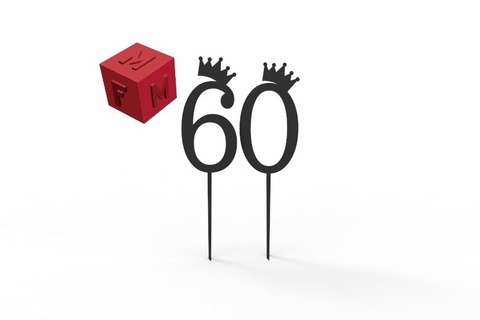 60 coroa bolo chapéu coco caketopper decoração sessenta 60th aniversário 3d print model - Mito3D