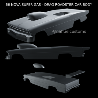66 nova super gas - drag roadster car body Various 1966 67 1967 rc r/c slot custom diecast model kit hot rod gasser racing 3d print model - Mito3D