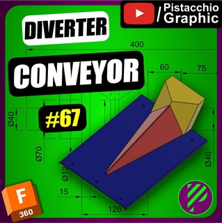 67 diverter conveyor fusion 360 pistacchio graphic Gadget fuson maker tutorial youtube automation 3d print model - Mito3D