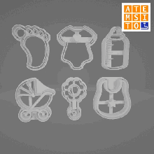 6 baby shower cookie cutters 3d print model - Mito3D