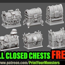6 closed chests game games warhammer 40k treasure chest tabletop gaming kindness dnd miniature boardgame 3dprintable 3d print model - Mito3D