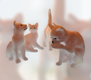 6 diferente gatos gato figura animal probóscide arte decoração árvore cão 3d print model - Mito3D