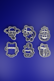 6 halloween cats - cookie cutters cutter stamp item kitchen october cat ghost lover zombie mummy vampire pumpkin witch 3d print model - Mito3D