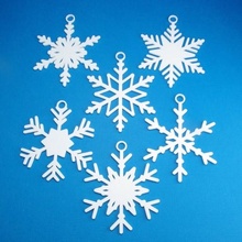 6 pack snowflake christmas ornaments decoration ornament gift present tag tree xmas snow winter collection 3d print model - Mito3D