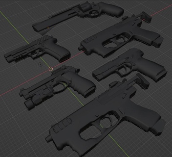 6 x pistols - weapons guns magnum m9a1 p226 mp 443 44 pdw grach gun cod pistol 3d print model - Mito3D