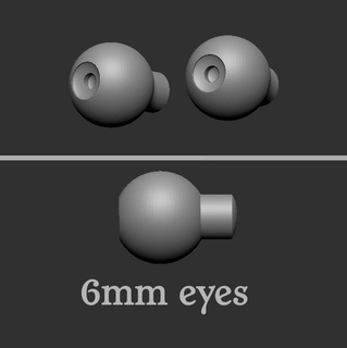 6mm Puppe Auge verschiedene bjd Ball verbunden Augen 3d print model - Mito3D