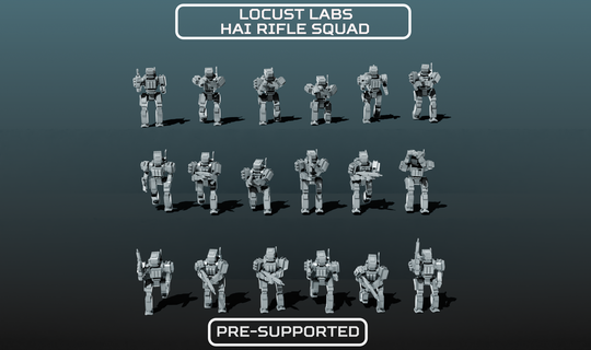 6mm hai infantry - rifle squad tabeltop wargame battletech heavy gear robot humanoid 3d print model - Mito3D