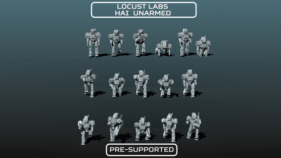 6mm hai infantry - unarmed tabeltop wargame battletech heavy gear robot humanoid 3d print model - Mito3D