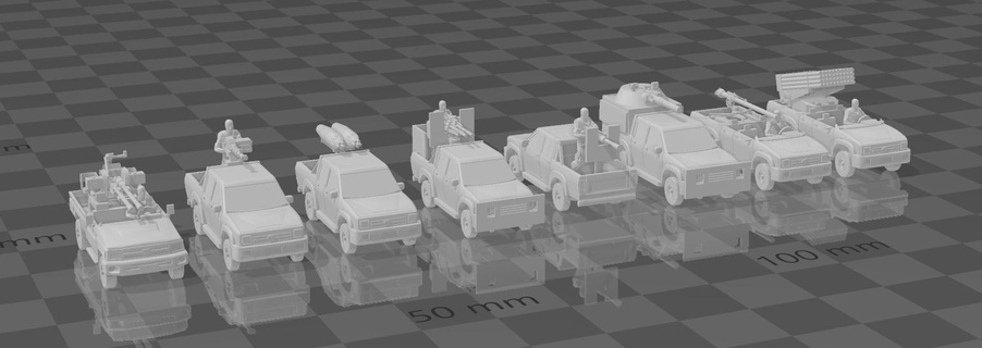 6mm scale insurgent technicals 6mm technical terrorist wargame miniature truck  3d print model - Mito3D