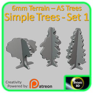 6mm terrain - simple trees set 1 Game battletech fighttech american mecha 3d print model - Mito3D