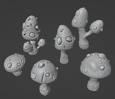 6x mushrooms war hammer mushroom mushrooms ork goblin dnd gorka morka kill team killteam age si gmar terrain dwarfs cave mountain fungus  3d print model - Mito3D