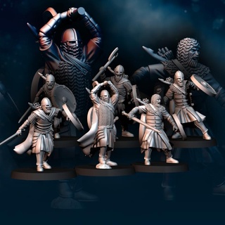 6x Oeste humano guerrero juegos 3dprinting mesa guerra humanos fantasía frostgrave miniatura 28mm dnd 3d print model - Mito3D