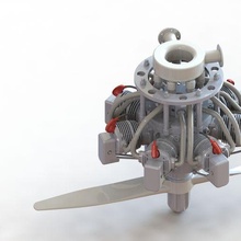 7 cylinder radial engine œuvres solides 3d print model - Mito3D