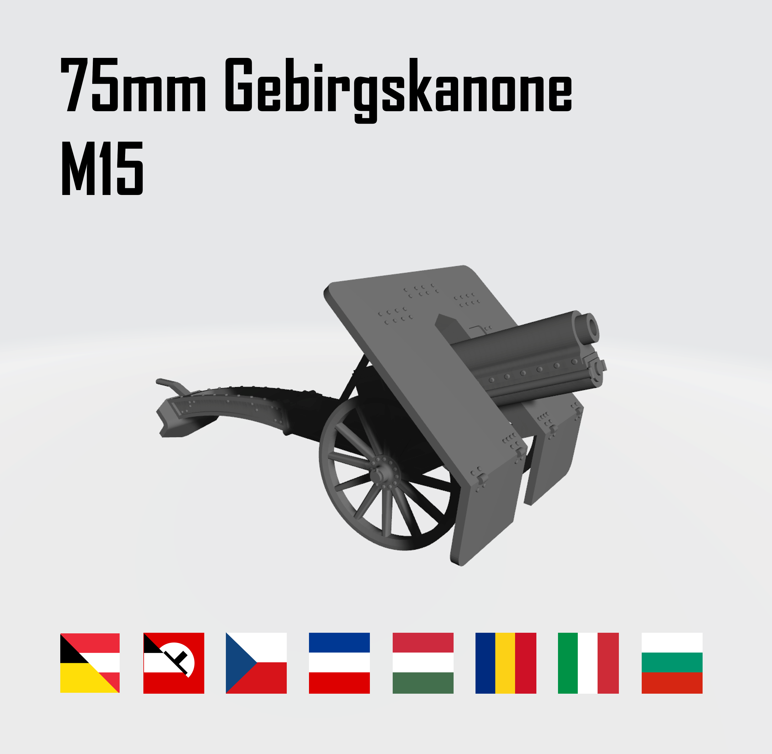 75mm koda montanha canhão 15 3D print model - Mito3D