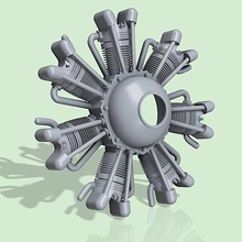 7 cyl dummy radial engine 3d print model - Mito3D