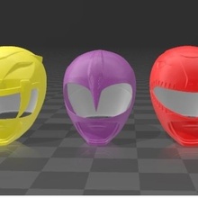 7 capacetes vários power ranger rede o azul amarelo cor-de-rosa preto verde branco 3d print model - Mito3D